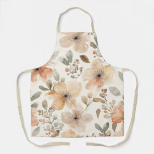 Beige Pfirsich Blumen-Wasserfarbe Botanisches Must Schürze