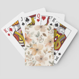 Beige Pfirsich Blumen Wasserfarbe Botanisches Must Spielkarten