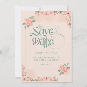 Beige Pfirsich Rosa Florale Save-the-Date-Einladun Save The Date