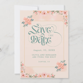 Beige Pfirsich Rosa Florale Save-the-Date-Einladun Save The Date