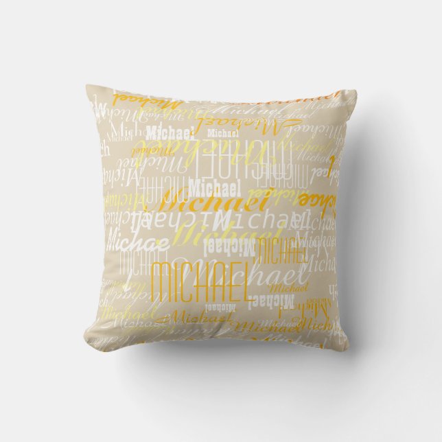 Beige pillow with a pattern of names for kids kissen (Vorderseite)
