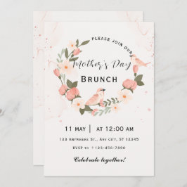 Beige Pink Mother's Day Brunch Einladung