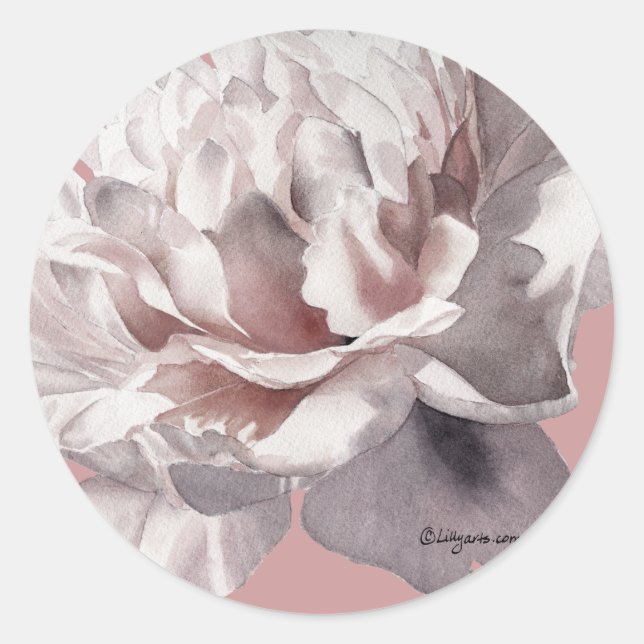 Beige Pink Peony Wedding Umschlag Aufkleber (Vorderseite)
