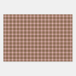 Beige Pink Plaid Tartan Retro Color Geschenkpapier Set