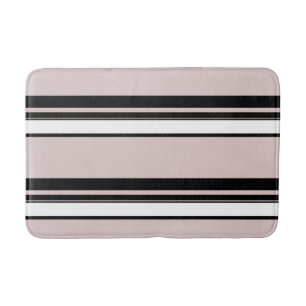 Beige Pink Weiß Schwarz Streifen Eleganter Streife Badematte