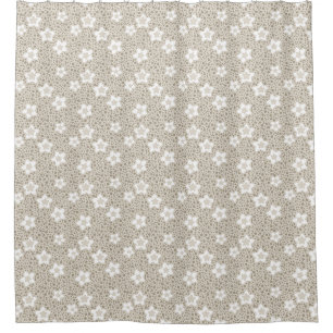 Beige Polka dot retro mit Sternen und Blume Duschvorhang