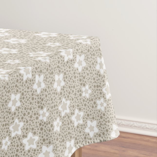 Beige Polka dot retro mit Sternen und Blume Tischdecke (Beispiel)