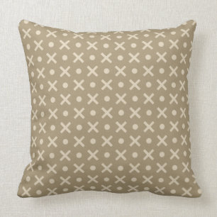 Beige Polka Dots & Crosses Geometrisches Muster Kissen