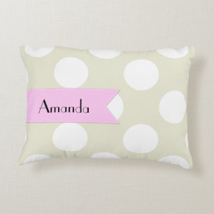 Beige Polka Dots, Polka Dot Pattern, Ihr Name Dekokissen