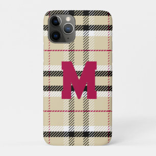 Beige Preppy Kariert Fashion Monogram Personalisie Case-Mate iPhone Hülle
