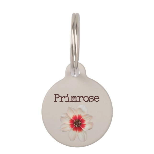 Beige Primrose Blume Haustiermarke (Vorderseite)