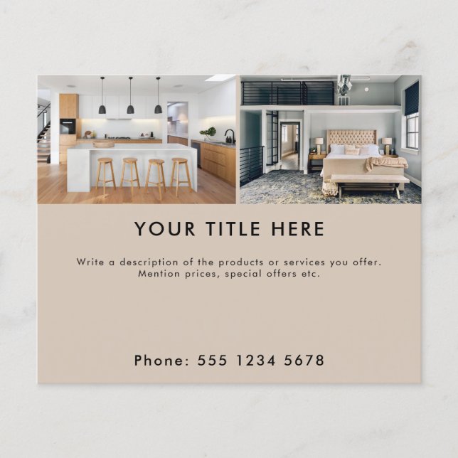 Beige Promotional Business 2 Photo Banner & Text Flyer (Vorne)