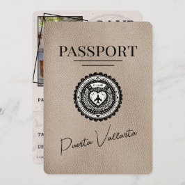 Beige Puerta Vallarta Passport Save the Date