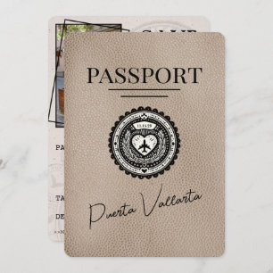 Beige Puerta Vallarta Passport Save the Date