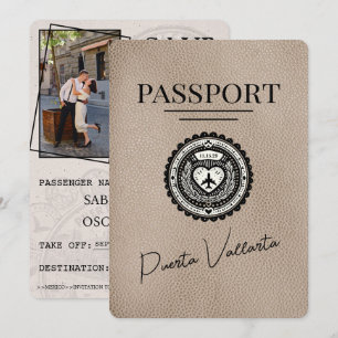 Beige Puerta Vallarta Reisepass Save The Date