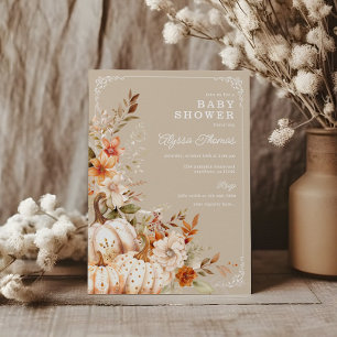 Beige Pumpkin Gender Neutral Baby Dusche Einladung