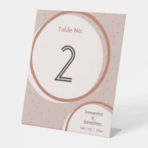 Beige Punkte und Kreise Hochzeitszeichen der Tisch Sockelschild