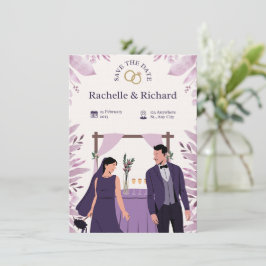 Beige & Purple Animated Wedding Invitation Einladung