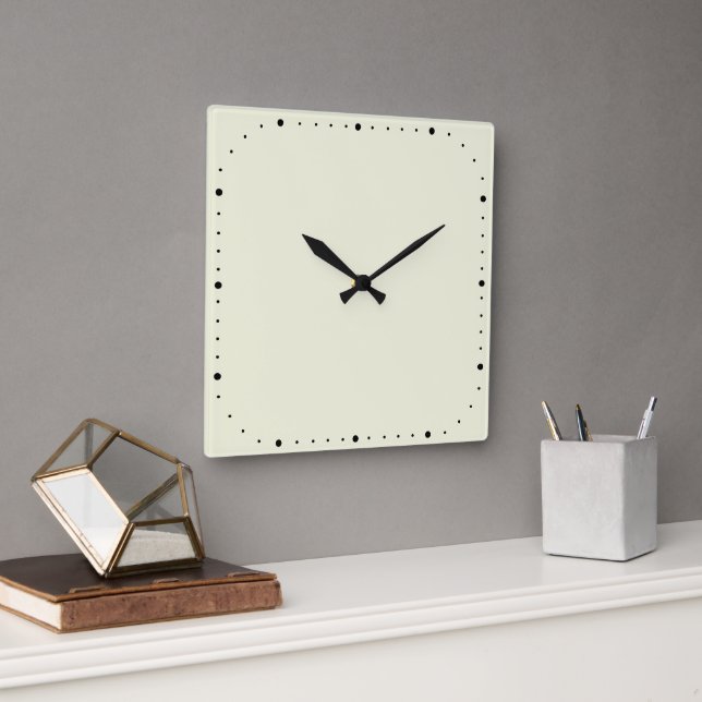 Beige quadratische Wall-Uhr mit ohne Zahlen Quadratische Wanduhr (Büro)