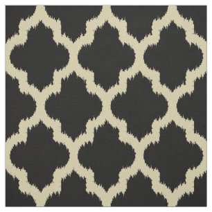 Beige Quatrefolie Ikat und benutzerdefinierter sch Stoff