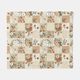 Beige Quilt-Patchwork-Gingham-Cottagecore-Blumenmu Fleecedecke