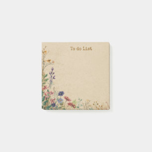 Beige-Rand Rustikale Boho-Wildblume Post-it Klebezettel