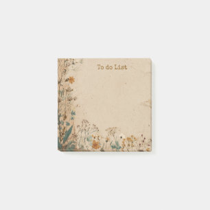 Beige-Rand Rustikale Boho-Wildblume Post-it Klebezettel