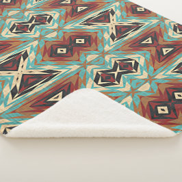 Beige Red Brown Aqua Blue Green Black Tribal Art Sherpadecke