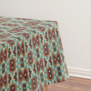 Beige Red Brown Aqua Blue Green Black Tribal Art Tischdecke