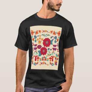Beige Red Scandi Blume Ethnisch Niedlich Herbst Mi T-Shirt