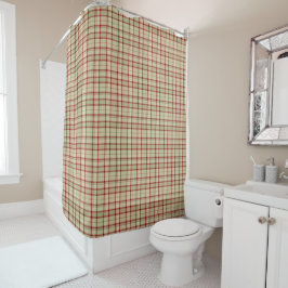 Beige & Red Scottish Tartan Kariert Duschvorhang