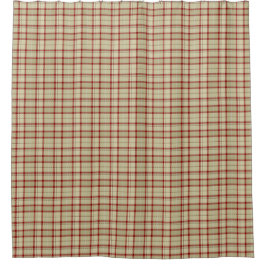 Beige & Red Scottish Tartan Kariert Duschvorhang