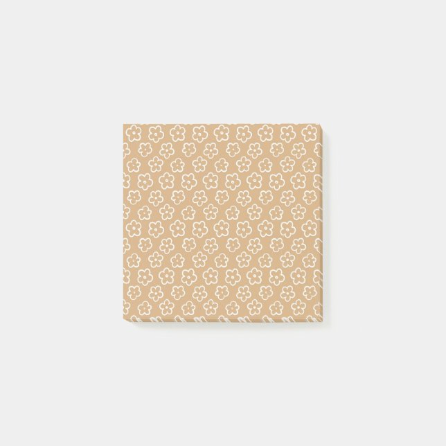 Beige Retro Blume Muster für Frühjahr & Sommer Post-it Klebezettel (Vorderseite)