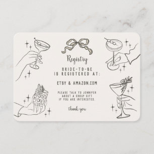 Beige Retro Cocktail Party Bridal Registrierung Be Begleitkarte