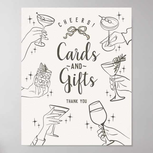 Beige Retro Cocktail Party Karten und Geschenke Ze Poster (Vorne)
