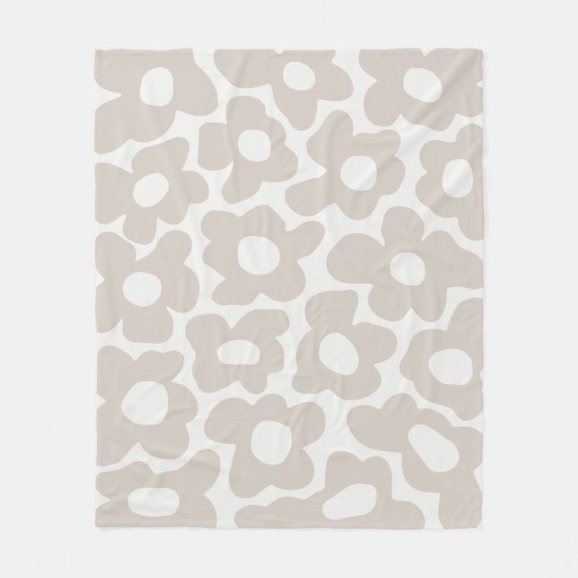 Beige Retro Groovy Baby Blume Muster Fleecedecke (Vorderseite)