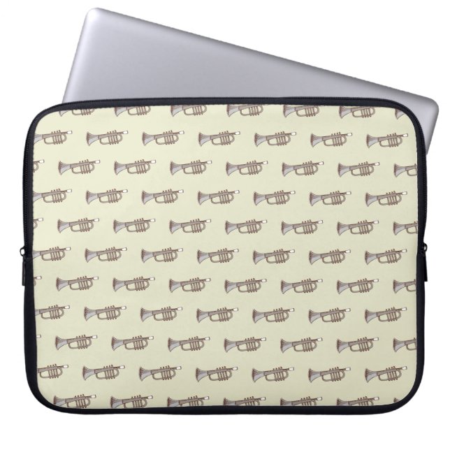 Beige Retro Trumpet Muster Laptop-Sieb Laptopschutzhülle (Vorderseite)
