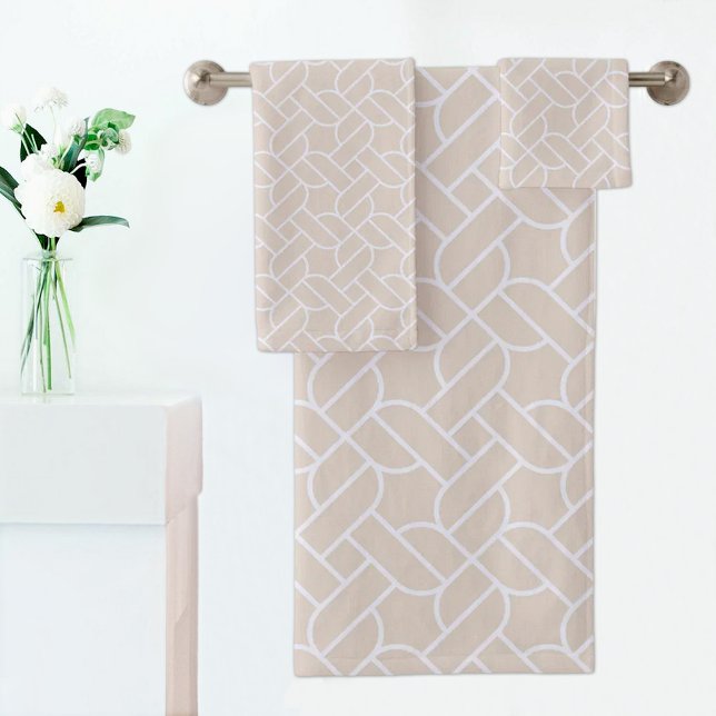 Beige Rope Pattern Towel Badhandtuch Set (Von Creator hochgeladen)