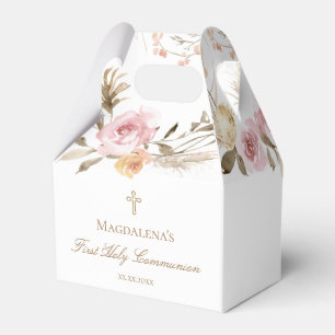 Beige Rosa Blume Erste Heilige Kommune Geschenkschachtel