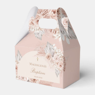 beige rosa Blumen Taufe Geschenkschachtel