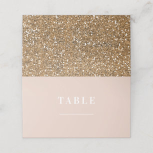 Beige Rosa Chic Modern Gold Glitter Glam Hochzeit Platzkarte