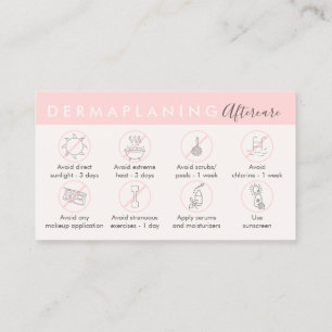 Beige Rosa Dermaplaning-Nachbehandlungshinweis Visitenkarte