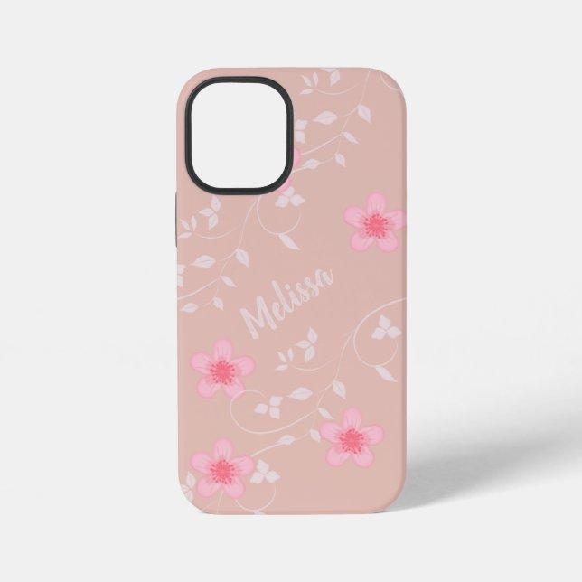 Beige Rosa Floral iPhone Hülle (Rückseite)
