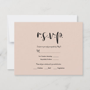 Beige rosa Moderner Gold Glitzer Hochzeit RSVP Ant Karte
