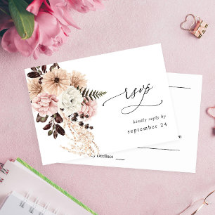 Beige & Rosa Rustikale UAWG RSVP Karte