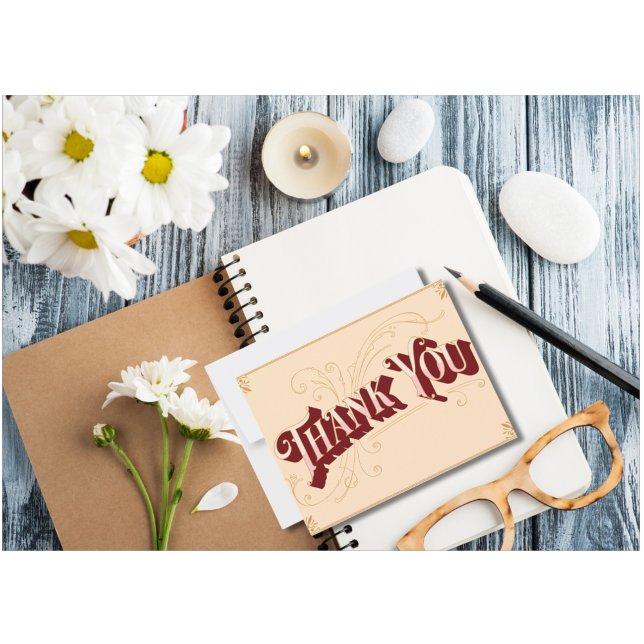 Beige rosa Vintage Kunst Minimalistisch Dankeskarte (Von Creator hochgeladen)