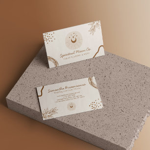 Beige Rosarot Mond Sterne Spirituell Reiki Visitenkarte