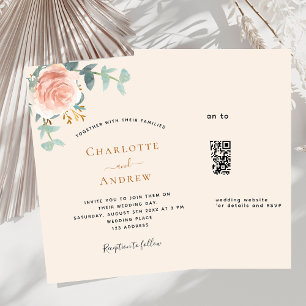 Beige Rose Blumenkohl QR UAWG Einladung zur Hochze