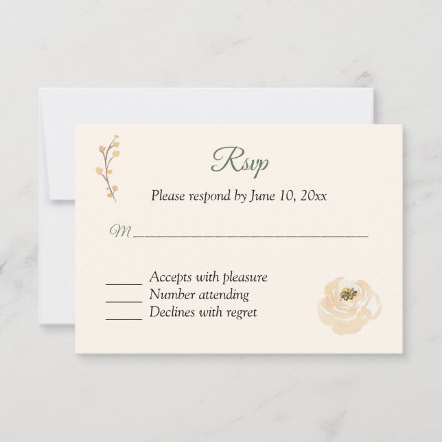 Beige Rose UAWG Response Card RSVP Karte (Vorderseite)
