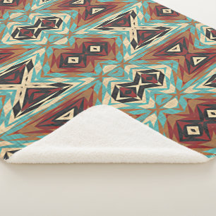 Beige Rot Braun Aqua Blau Grün Schwarze Stammeskun Sherpadecke